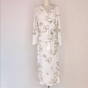 White Floral Long Robe